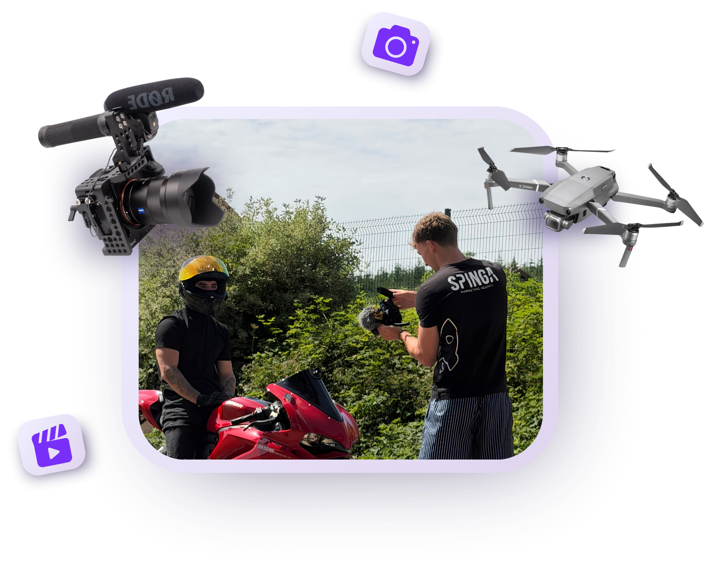 Tournage vidéo par l'équipe Spinga